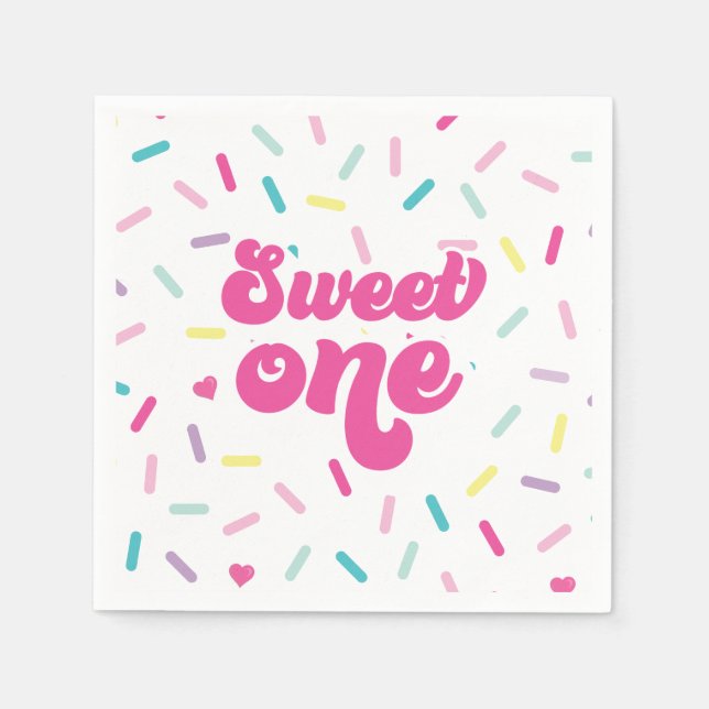 Guardanapo De Papel Sorvete e Bolo Doce Um 1º Aniversário (Frente)