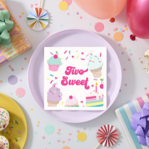 Guardanapo De Papel Sorvete e Bolo Dois segundos aniversários Doce