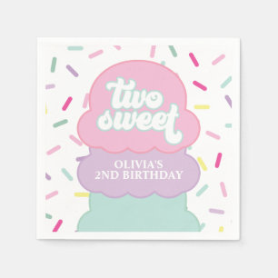 Guardanapo De Papel Sorvete e borrifador Dois segundos aniversários Do