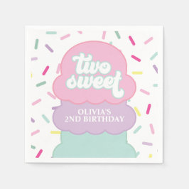 Guardanapo De Papel Sorvete e Confeitos Dois Doçuras Aniversário de 2 