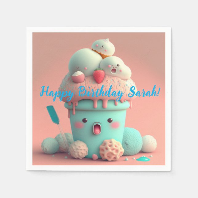 Guardanapo De Papel Sorvete Kawaii (Frente)