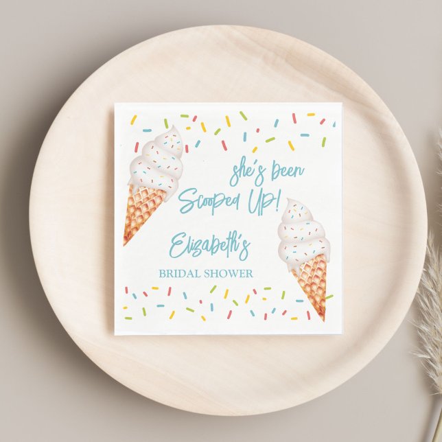 Guardanapo De Papel Sorvete recolhido noivado personalizado (Scooped up ice cream bridal shower personalized napkins bridal shower tableware )
