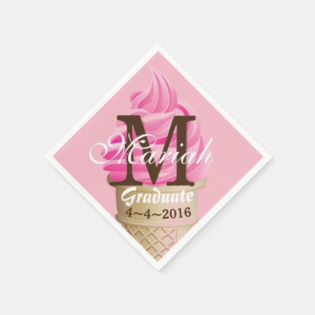 Guardanapo De Papel Sorvete rosa Cone Monogramas Napkins (Canto)