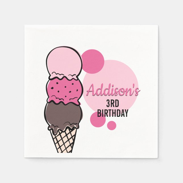 Guardanapo De Papel Sorvete Scoop Festa de aniversário Napkins (Frente)