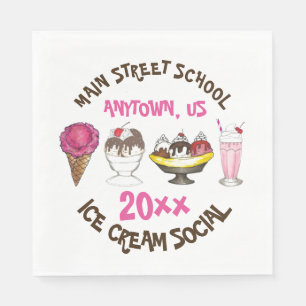 Guardanapo De Papel Sorvete Social Favor Banana Sundae Cone