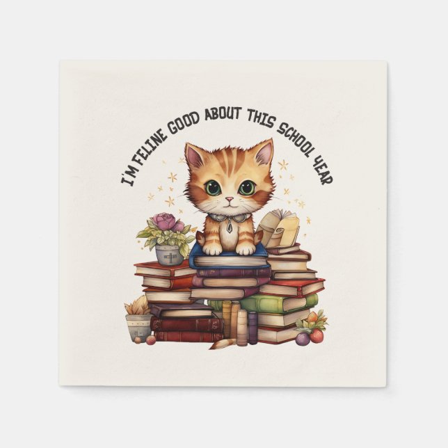 Guardanapo De Papel Sou Feline, bom neste ano escolar (Frente)