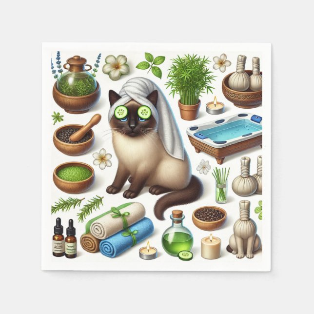 Guardanapo De Papel Spa Cat Tratamento simulado para gatos (Frente)