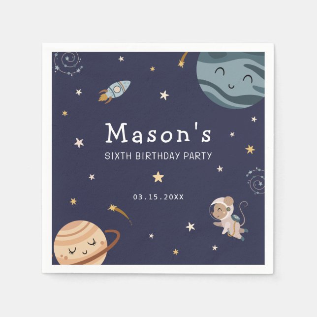 Guardanapo De Papel Space Adventure Playful Kids Birthday Party (Frente)