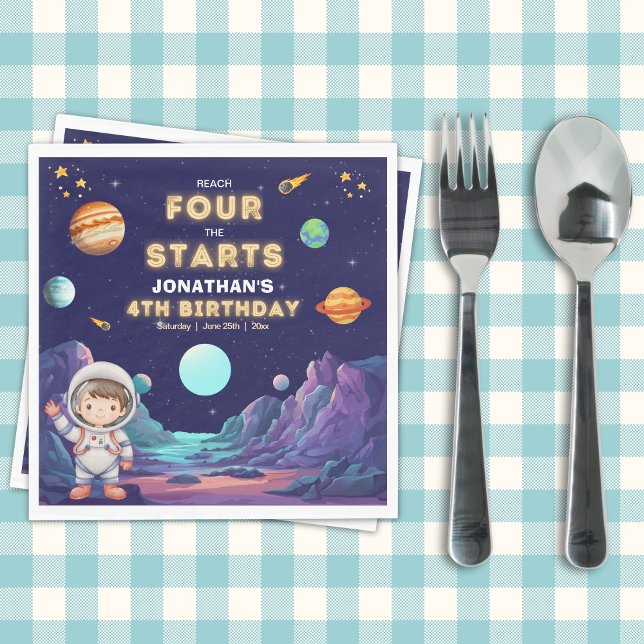 Guardanapo De Papel Space Astronaut 4th Birthday Napkins (Criador carregado)