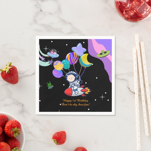 Guardanapo De Papel Space Birthday Party Napkin | Galaxy Theme Decor (Insitu)