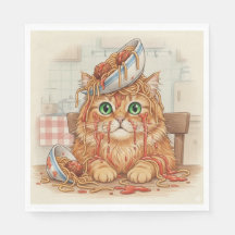 Spaghetti Kitty, Orange, Napkins