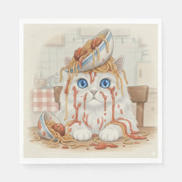 Guardanapo De Papel Spaghetti Kitty, White, Napkins