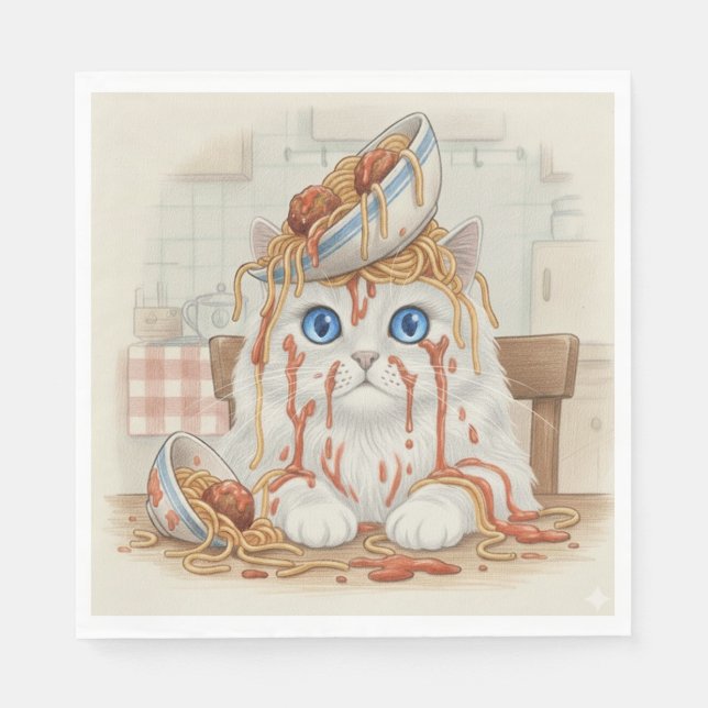 Guardanapo De Papel Spaghetti Kitty, White, Napkins (Frente)