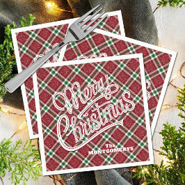 Guardanapo De Papel Sparkly Merry Christmas Plaid
