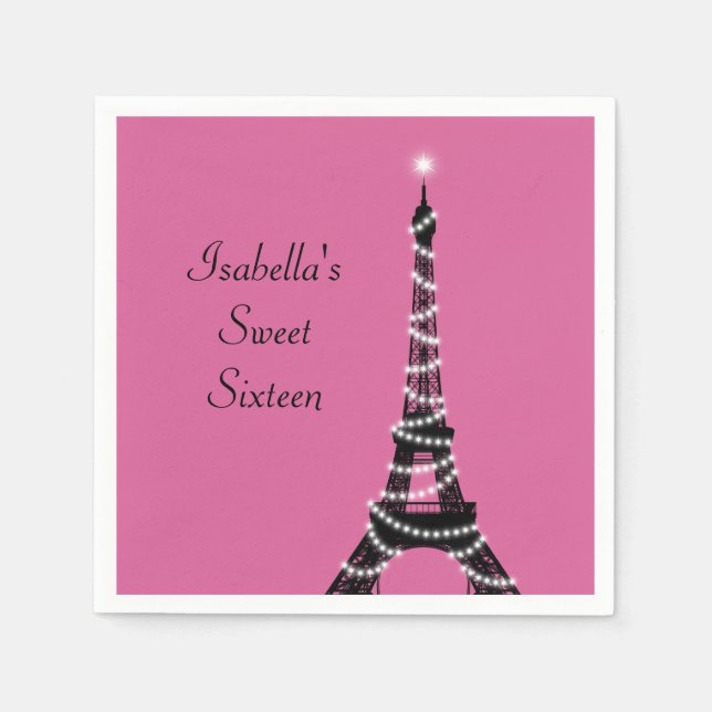 Guardanapo De Papel Sparkly Parisiense Sweet Six Napkin (Frente)