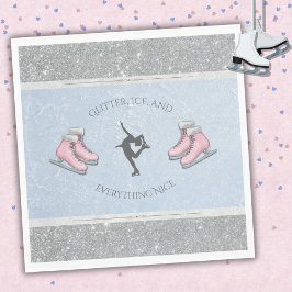 Guardanapo De Papel Sparkly Silver Glitter Ice Skater Birthday Napkins