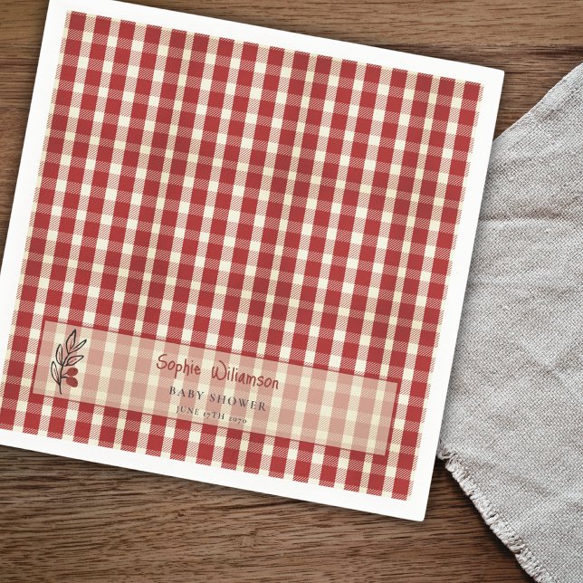 Guardanapo De Papel Special Delivery Italian Red Plaid Baby Shower  (Criador carregado)
