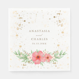 Guardanapo De Papel Speck Dourados Florais, cor-de-rosa-marfim