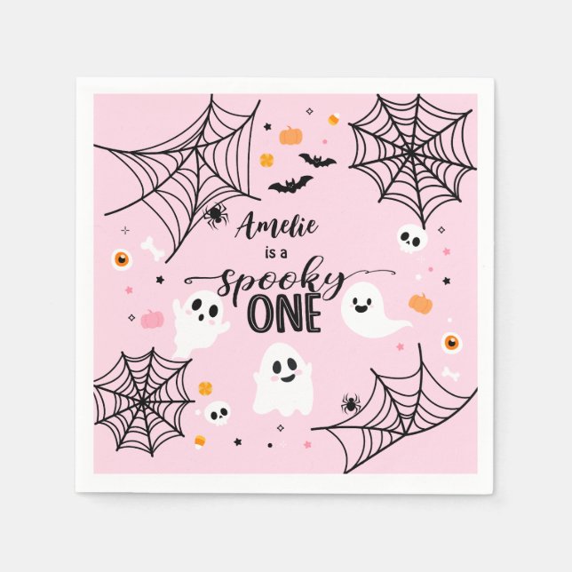 Guardanapo De Papel Spooky One Cute Ghost Pink Halloween (Frente)