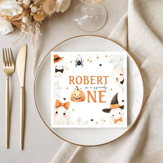 Guardanapo De Papel Spooky One Ghost Pumpkin Napkin (Criador carregado)