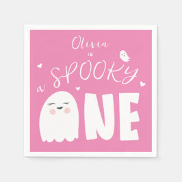 Guardanapo De Papel Spooky One Girls Rosa Ghost Halloween primeiro ani