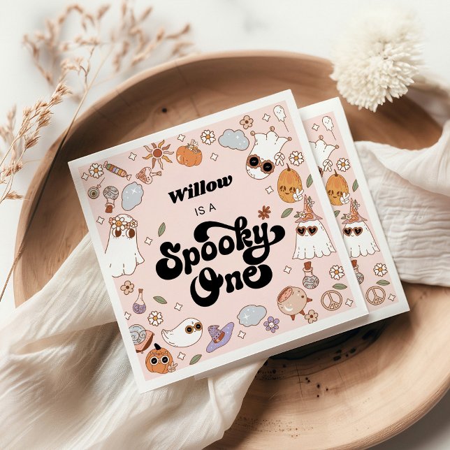 Guardanapo De Papel Spooky One Groovy Halloween primeiro aniversario (Criador carregado)
