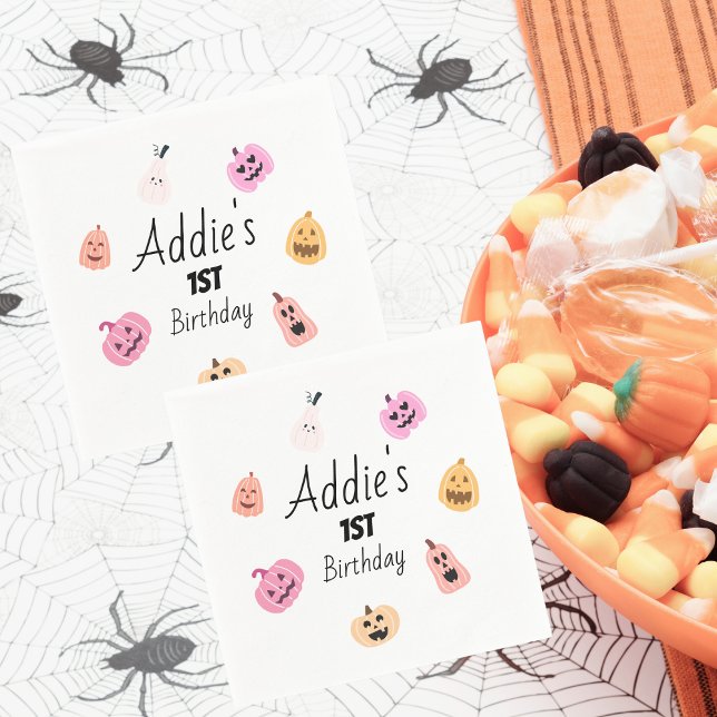 Guardanapo De Papel Spooky One | Halloween BDay Napkins | Abóbora Rosa (Criador carregado)