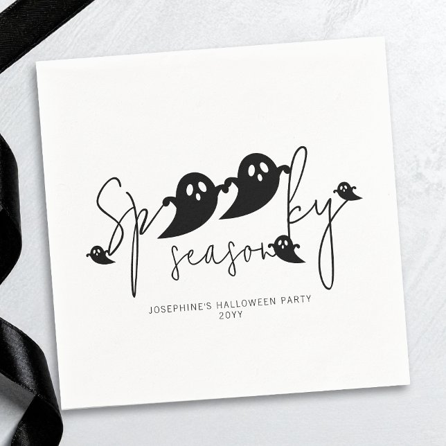 Guardanapo De Papel Spooky Season Simple Black Fantasmas Modernos Hall (Criador carregado)