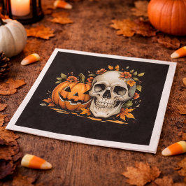 Guardanapo De Papel Spooky Season Skull and Pumpkin Halloween Party