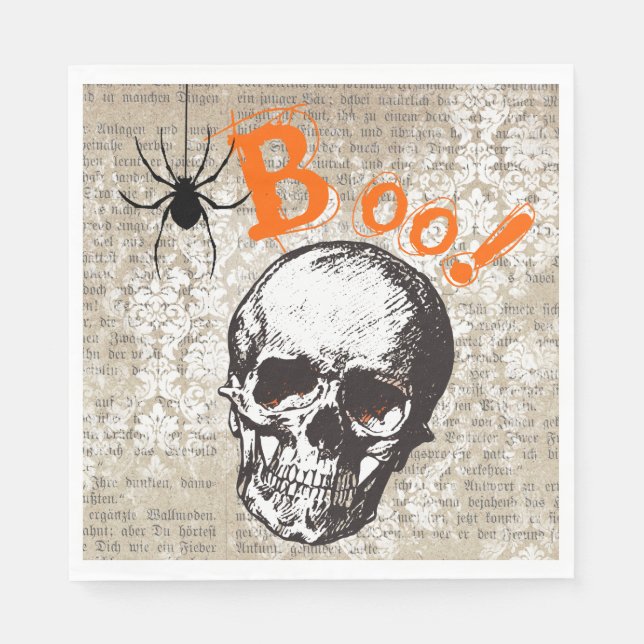 Guardanapo De Papel Spooky Skull Halloween (Frente)
