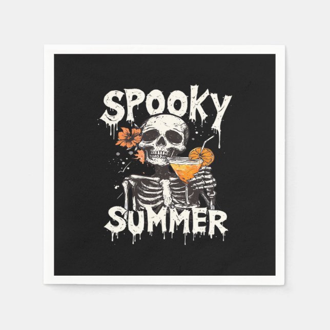 Guardanapo De Papel Spooky Summer Engraçado Meme Skeleton Café Summerw (Frente)