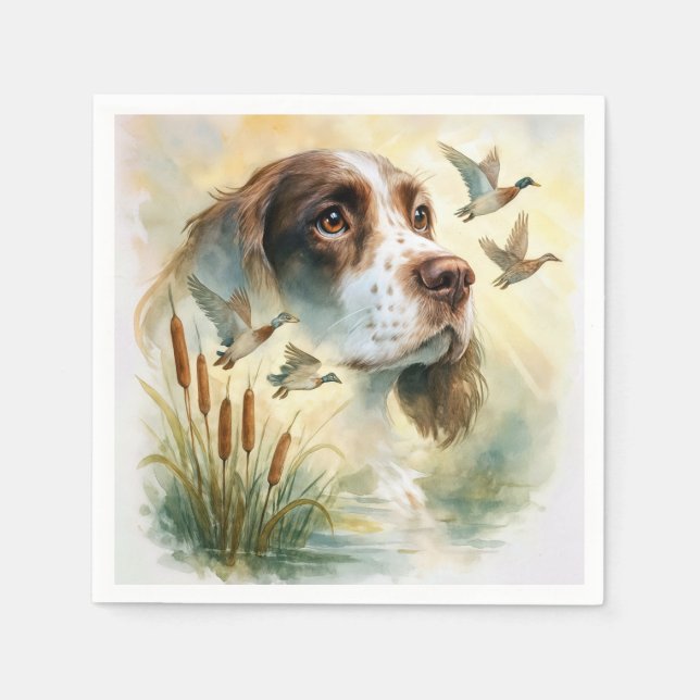 Guardanapo De Papel Springer Spaniel e Mallard Duck em dupla exposição (Frente)