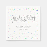 Sprinkle Confetti primeiro aniversario Napkins