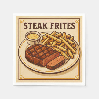 Guardanapo De Papel Square Design (Steak Frites, Retro Style)