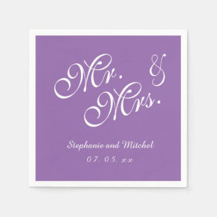 Guardanapo De Papel Sr. e Sra. Roxo. Papel de Casamento Napkins