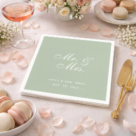 Guardanapo De Papel Sr. e Sra. Sage Casamento Branco Script Elegante V