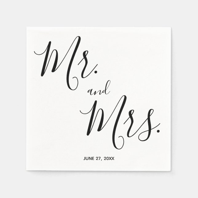 Guardanapo De Papel Sr. e Sra. Simple Script Wedding Napkins (Frente)