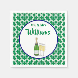Guardanapo De Papel Sr. & Sra. Script Geométrico Champagne Flutes