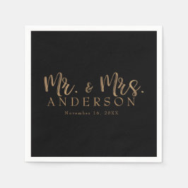 Guardanapo De Papel SR. & SRA. Tipografia de Letra Gold Moderna Mínima