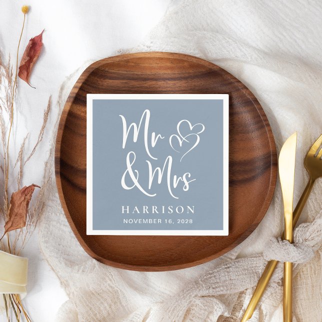 Guardanapo De Papel Sra. Dusty Blue Recepção de casamento (Criador carregado)