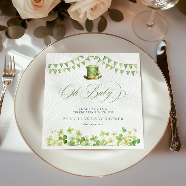 Guardanapo De Papel St. Patrick’s Day Baby Shower Irish Shamrock (St. Patrick’s Day Baby Shower Irish Shamrock Napkins)