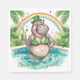 Guardanapo De Papel St. Patrick’s Day Glam Hippo Bikini in the pool 