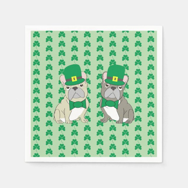 Guardanapo De Papel St. Patricks Bulldogues Franceses (Frente)