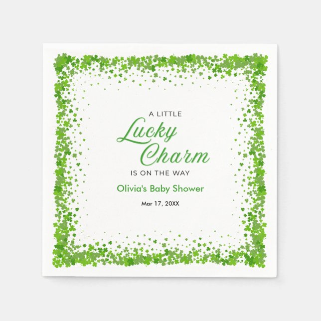 Guardanapo De Papel St Patrick's Day A Little Lucky Charm Baby Shower  (Frente)