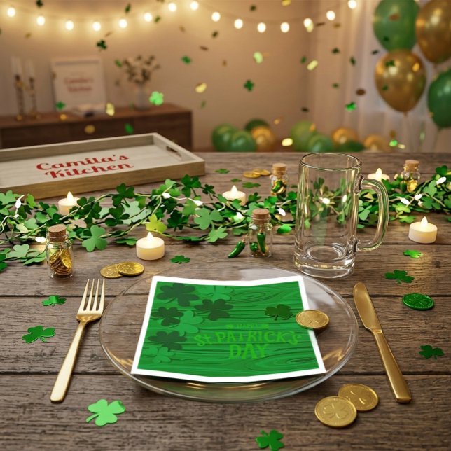 Guardanapo De Papel St. Patrick's Day Layered Shamrocks Personalized  (Criador carregado)