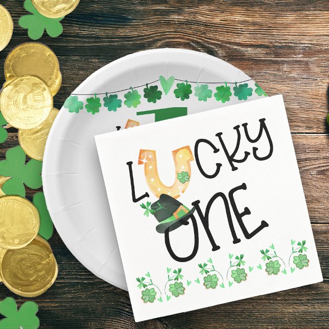 Guardanapo De Papel St Patricks Lucky One Horsfere and Shamrock Party (Lucky One First Birthday Party Napkins)