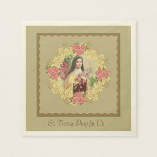 Guardanapo De Papel St. Therese os rosas pequenos do rosa da flor