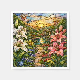 Guardanapo De Papel Stain Glass Lilies and Sunshine
