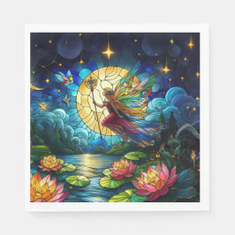 Guardanapo De Papel Stained Glass Moonlight Flight Fairy 