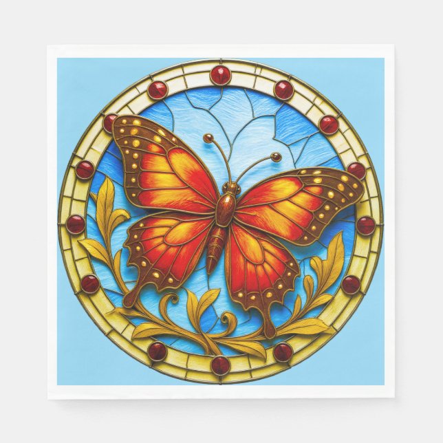 Guardanapo De Papel Stained glass window butterfly (Frente)